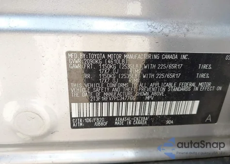 2023 Toyota Rav4 Le из США, поврежденный, VIN 2T3F1RFV7PC347766